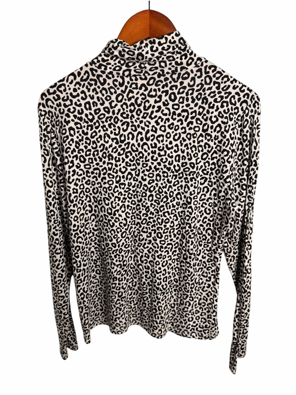 LOFT Black & White Leopard Print Turtleneck Blouse L - Picture 3 of 7